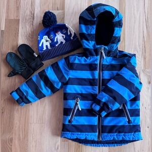 Hanna Andersson Navy & Lighter Blue Winter Coat w/Hat & Mittens